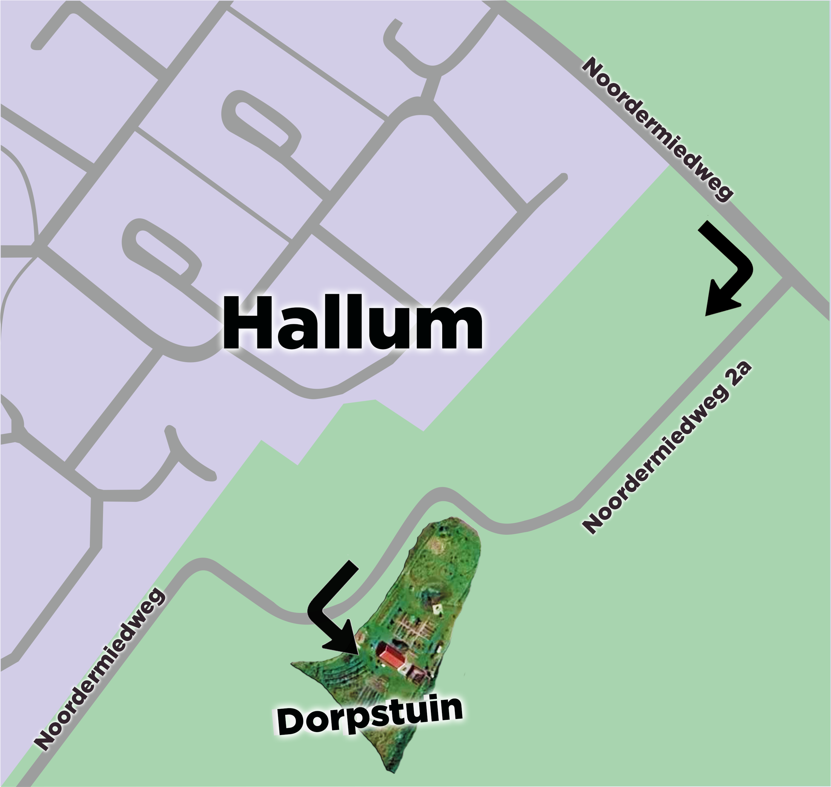 Routekaart naar Doarpstûn Hallum