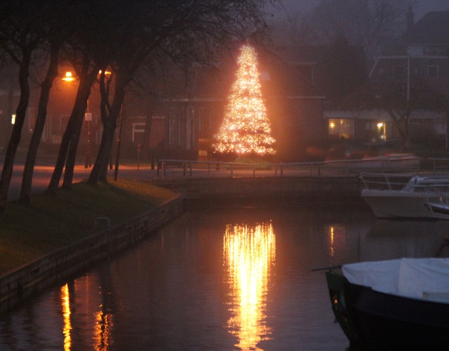 kerstboom kerst hallum opzetten verlichting vrijwilligers