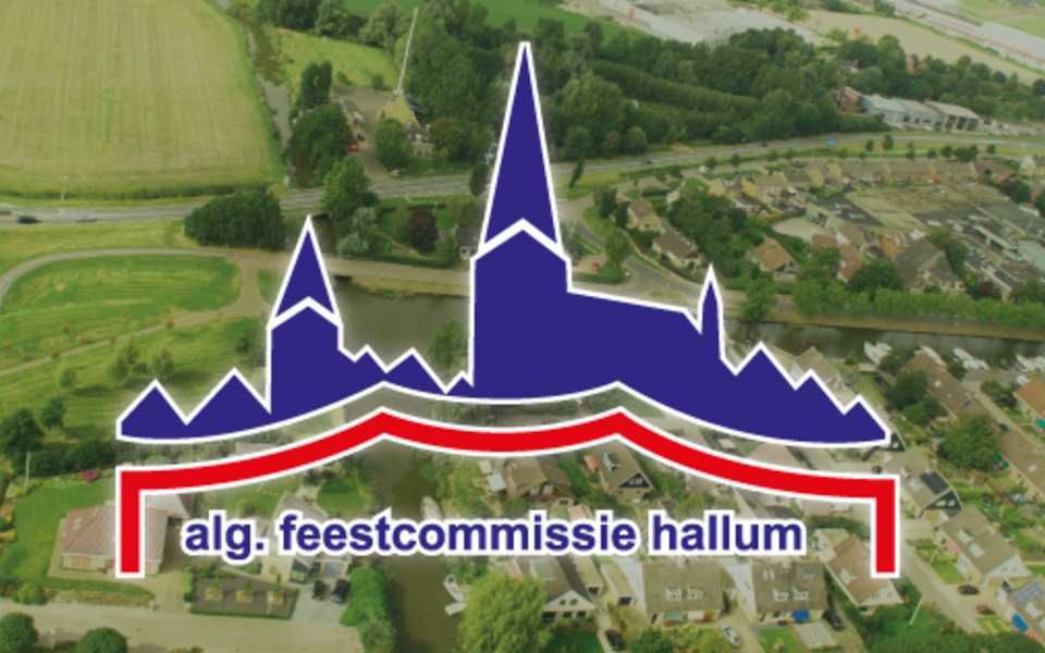 algemene feestcommissie hallum logo afbeelding dorp luchtfoto huizen bebouwde kom