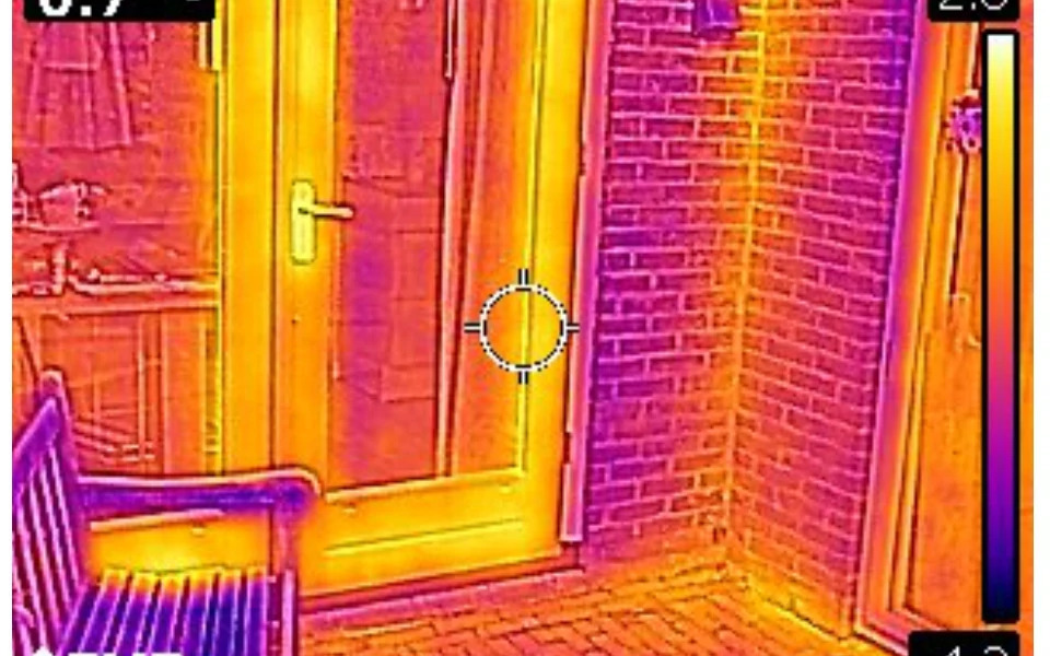 warmtebeeld camera deur gevel huis energie verlies warmte inzicht foto 