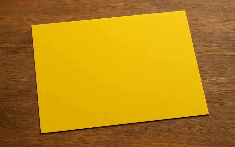 leeg geel briefje op een houten blad
